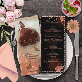 Lyxig skimrande koppar Quinceañera-meny Meny