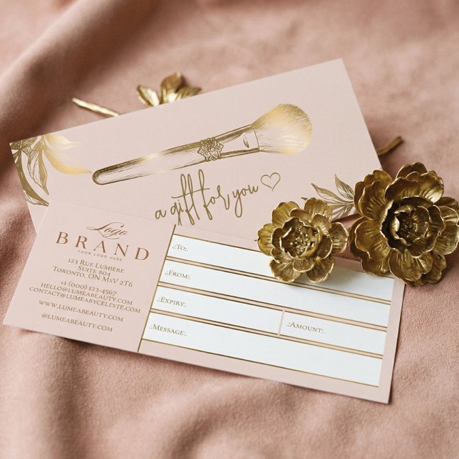 Lyxig skönhetsborste i guld - presentkort  (Luxury Gold Makeup Studio Gift Certificate)