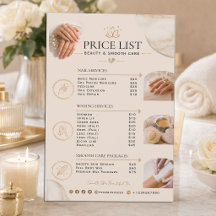 Lyxig Skönhetssalong Prislista Flyer | Naglar & Va