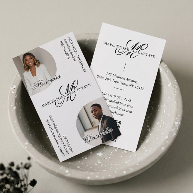 Lyxig Skript Monogram Fastighetsmäklare Bilder Visitkort (Luxury Script Monogram Real Estate Agents Photos Business Card)