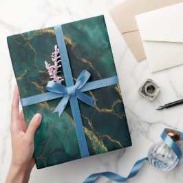 Lyxig Smaragd Guld Marmor Grön Abstrakt Mönster Presentpapper