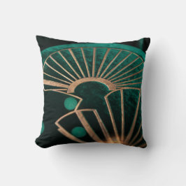 Lyxig smaragdgrön och mässing Art Deco Kudde