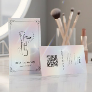 Lyxig sminkartist med QR-kod Holografisk Visitkort