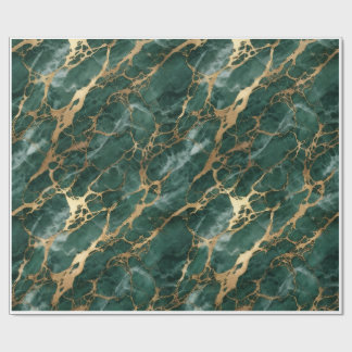 Lyxig Sömlös Emeraldgrön och Guld Marmor Omslag Presentpapper