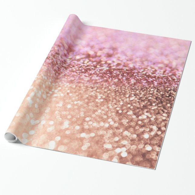 Lyxig Sparkling rosa Ombre glitterlutning Presentpapper (Utrullad)