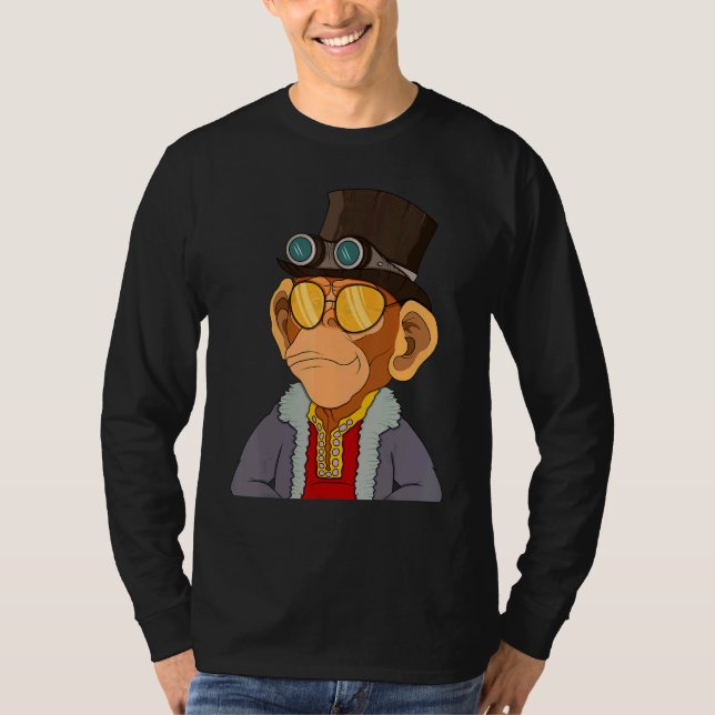 Lyxig Steampunk Apa NFT-tema Steam Punk Munk T Shirt (Framsida)