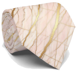 Lyxig stenkravatt Roséguld Rosa & Guldmarmor Slips