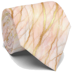 Lyxig stenkravatt Roséguld Rosa & Guldmarmor Slips