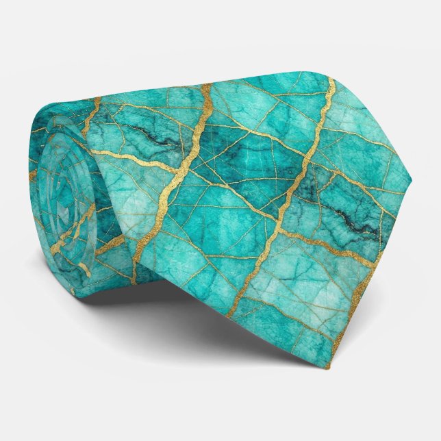 Lyxig stentyring | Turkos, teal & guldmarmor Slips (Rullad)