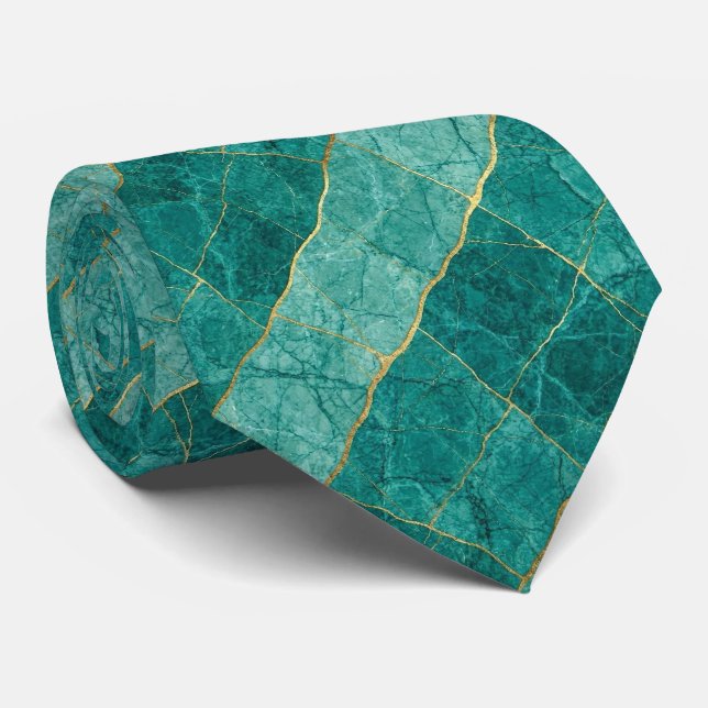 Lyxig stentyring | Turkos, teal & guldmarmor Slips (Rullad)