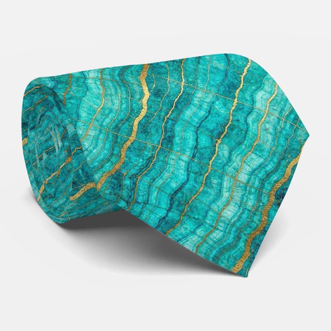 Lyxig stentyring | Turkos, teal & guldmarmor Slips (Rullad)