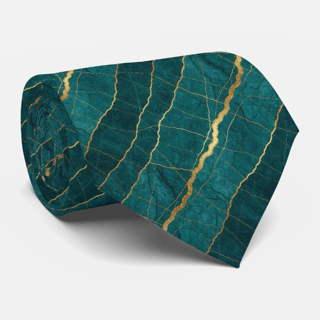 Lyxig stentyring | Turkos, teal & guldmarmor Slips (Rullad)