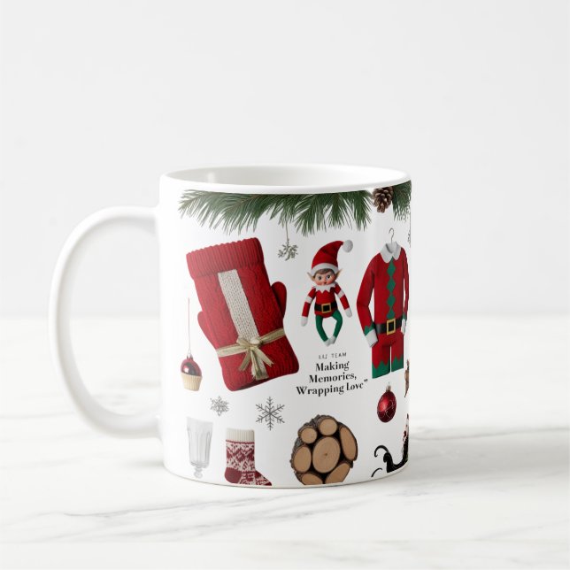 Lyxig stickad tomteteam Holiday Collage Klassisk Kaffemugg (Vänster)