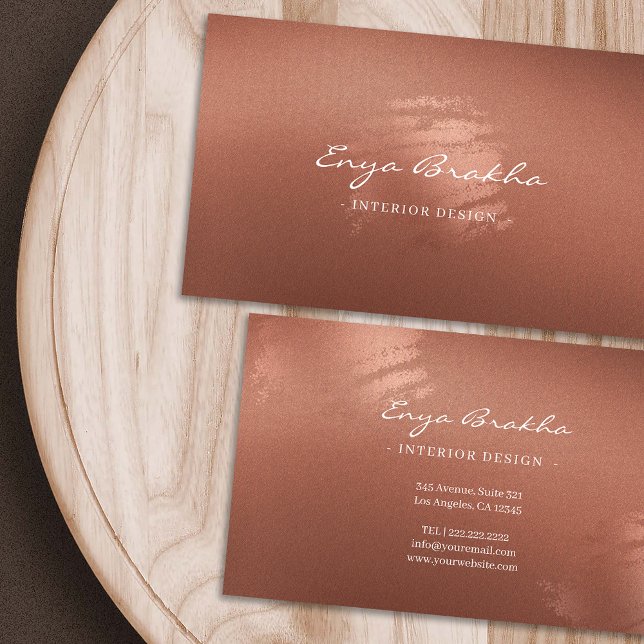 Lyxig Stilig Skript Brons Affärskort Visitkort (Luxury Stylish Script Bronze Business Card)