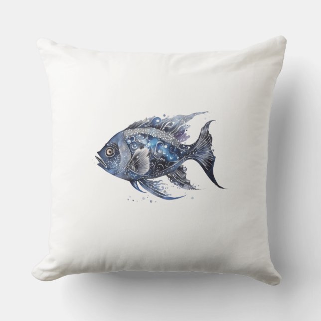 Lyxig stor svart fisk kudde (Framsida)