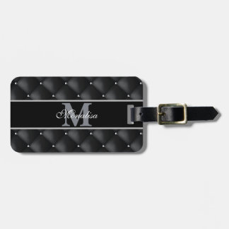 lyxig svart design med personlig monogram bagagebricka
