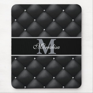 lyxig svart design med personlig monogram   musmatta