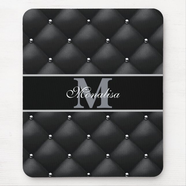 lyxig svart design med personlig monogram   musmatta (Framsidan)