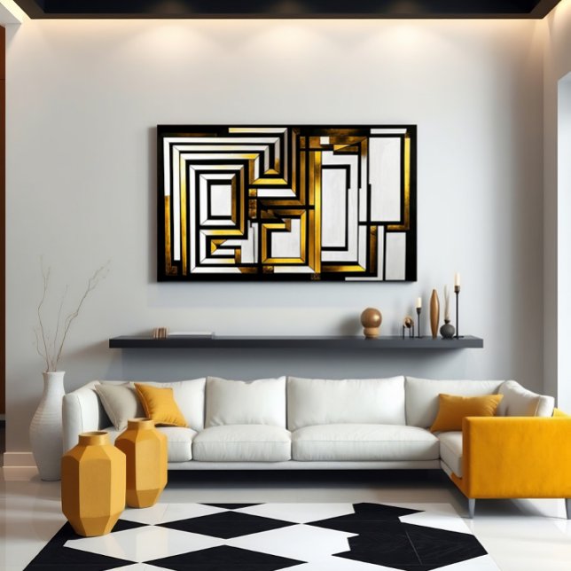 Lyxig Svart Geometrisk Deco i Guld Poster (Skapare uppladdad)