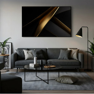 Lyxig Svart Guld Abstrakt Geometrisk Poster