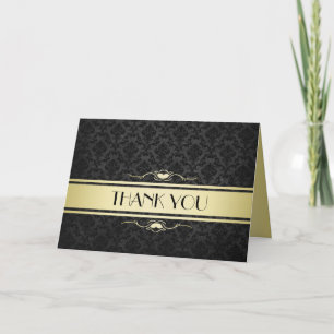 Lyxig svart/guld Damask Tack Kort
