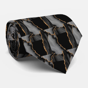 Lyxig svart guld falsk glitter falsk silke slips