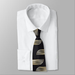Lyxig svart & guld geometrisk herrslips – Elegant Slips