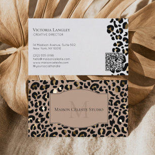 Lyxig svart guld gepard leopard tryck elegant visitkort