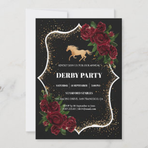 Lyxig svart & guld glitter Kentucky Derby-inbjudan Inbjudningar