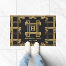 Lyxig svart guld grekisk nyckel monogram