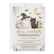 Lyxig svart guld Halloween-fest inbjudan kort