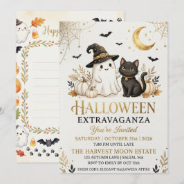 Lyxig svart guld Halloween-fest inbjudan kort