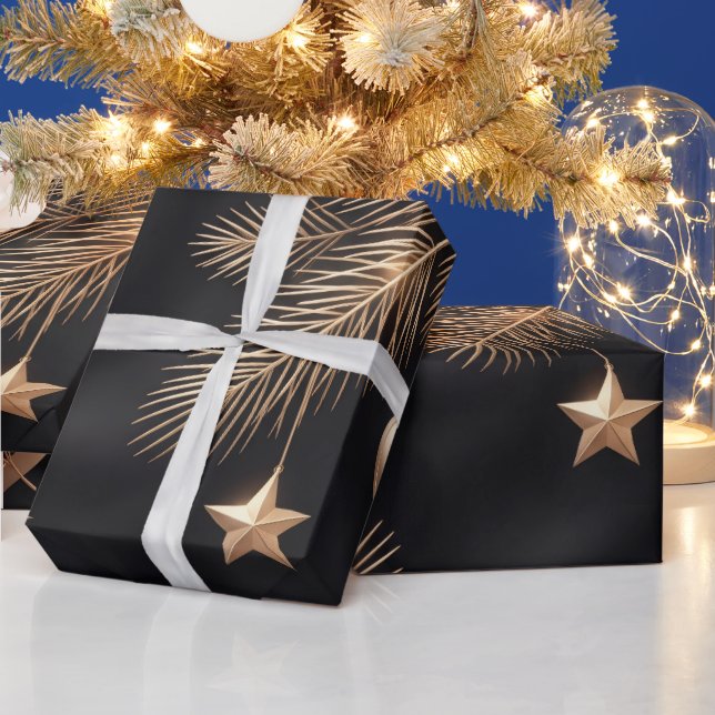 Lyxig svart guld julpresentpapper | Perso Presentpapper (Helgdagar)