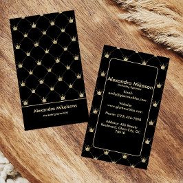 Lyxig svart guld kronmönster elegant visitkort