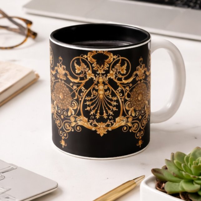 Lyxig svart & guld marmor kaffemugg | Elegant Ae (Skapare uppladdad)