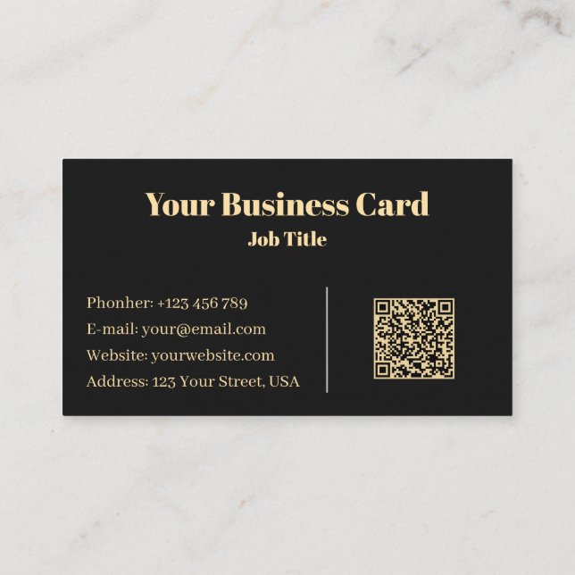 Lyxig Svart & Guld Minimalistisk Professionell Visitkort (Baksida)