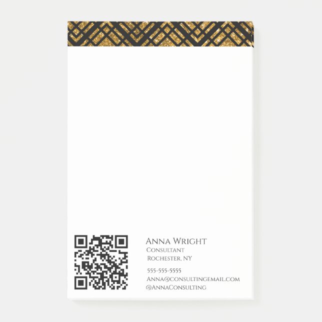 Lyxig svart guld modern post-it block (Framsida)