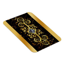 Lyxig svart guld utsmyckad diamantdesign magnet