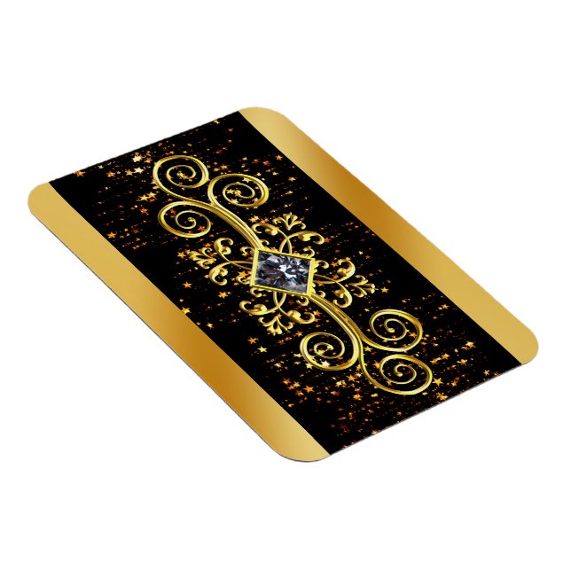 Lyxig svart guld utsmyckad diamantdesign magnet (Högersidan)