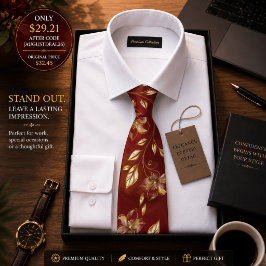 Lyxig svart & guldblommig herrslips – Elegant Slips