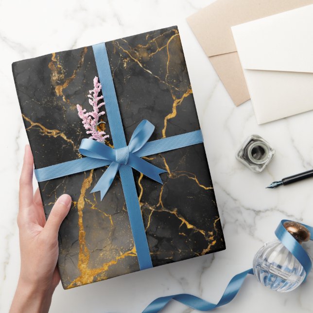 Lyxig svart guldmarmor Lyxig abstrakt mönster Presentpapper (Gifting)
