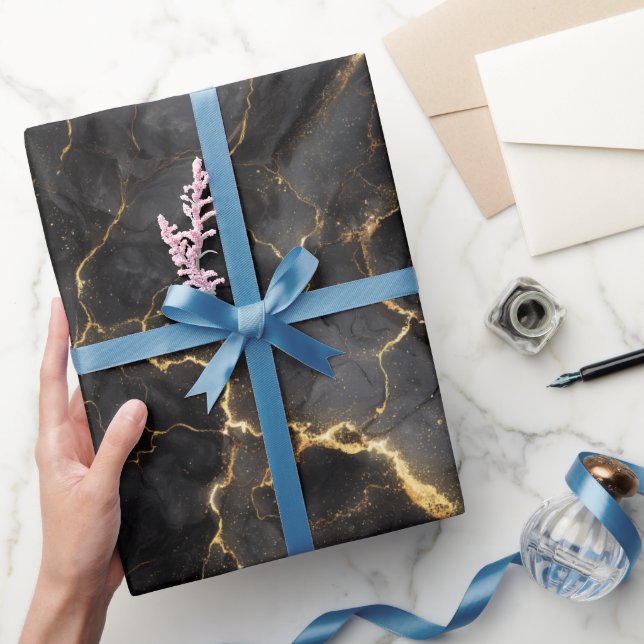 Lyxig svart guldmarmor Lyxig abstrakt mönster Presentpapper (Gifting)