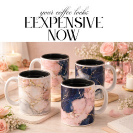 Lyxig svart & gyllene vit marmor kaffemugg