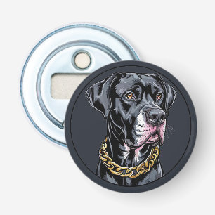 Lyxig svart hund med guldkedja flasköppnare