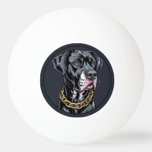 Lyxig svart hund med guldkedja pingisboll