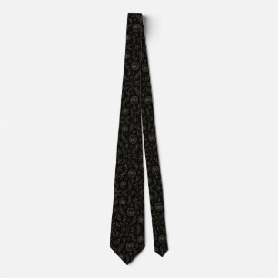 Lyxig svart linje konst blommande sofistikering slips