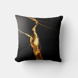Lyxig svart marmor och guld Kintsugi Kudde