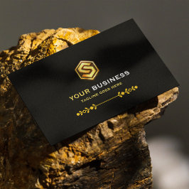 Lyxig Svart och Guld Elegant med Logo Visitkort