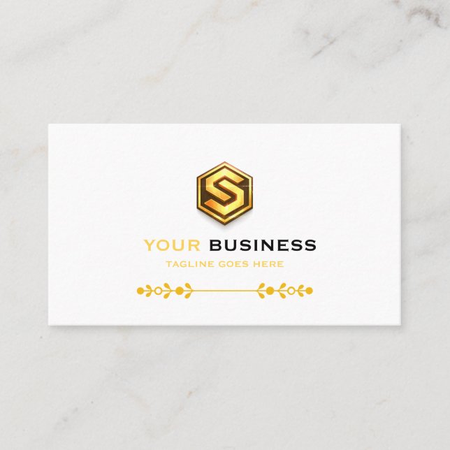 Lyxig Svart och Guld Elegant med Logo Visitkort (Framsida)