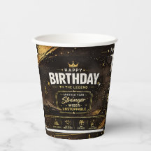 Lyxig svart och guld födelsedagspapperskuppdesign